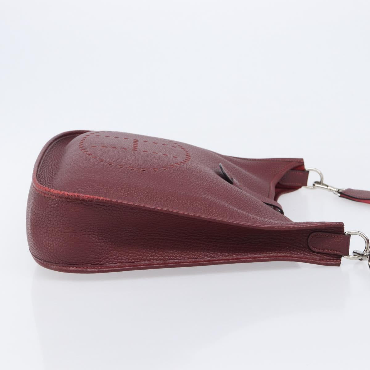 HERMES Evelyn 1MM Shoulder Bag Taurillon Leather Bordeaux Silver Auth 207820V