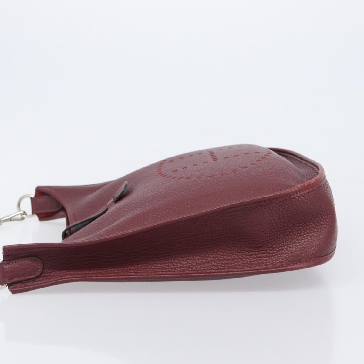 HERMES Evelyn 1MM Shoulder Bag Taurillon Leather Bordeaux Silver Auth 207820V