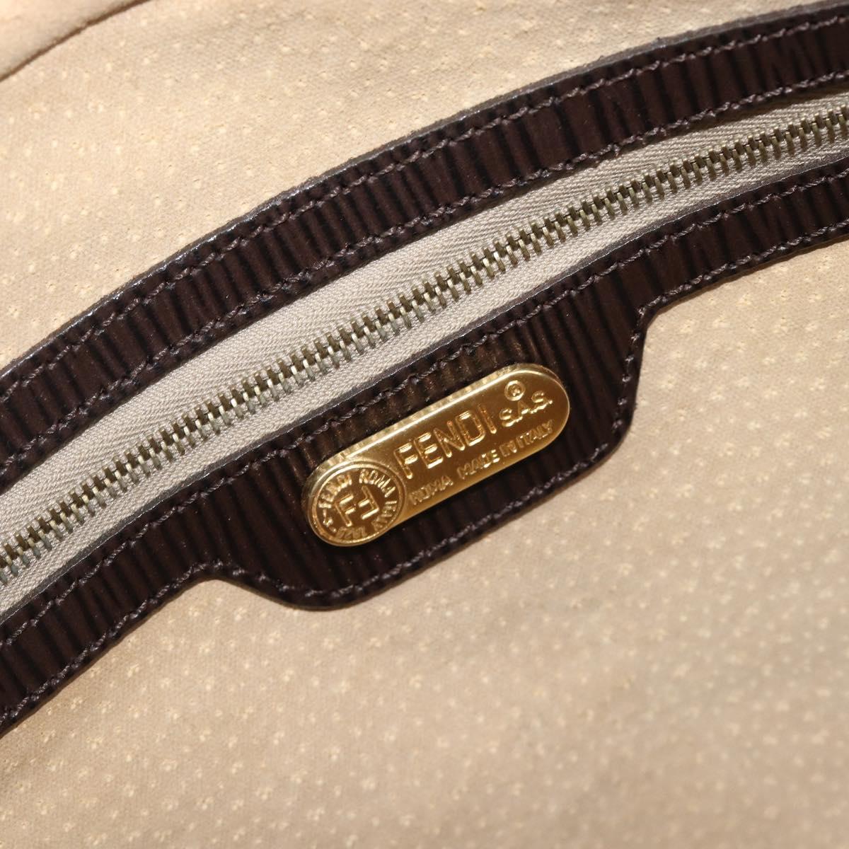 FENDI Zucca Canvas Hand Bag Nylon Brown Gold Auth 207824A