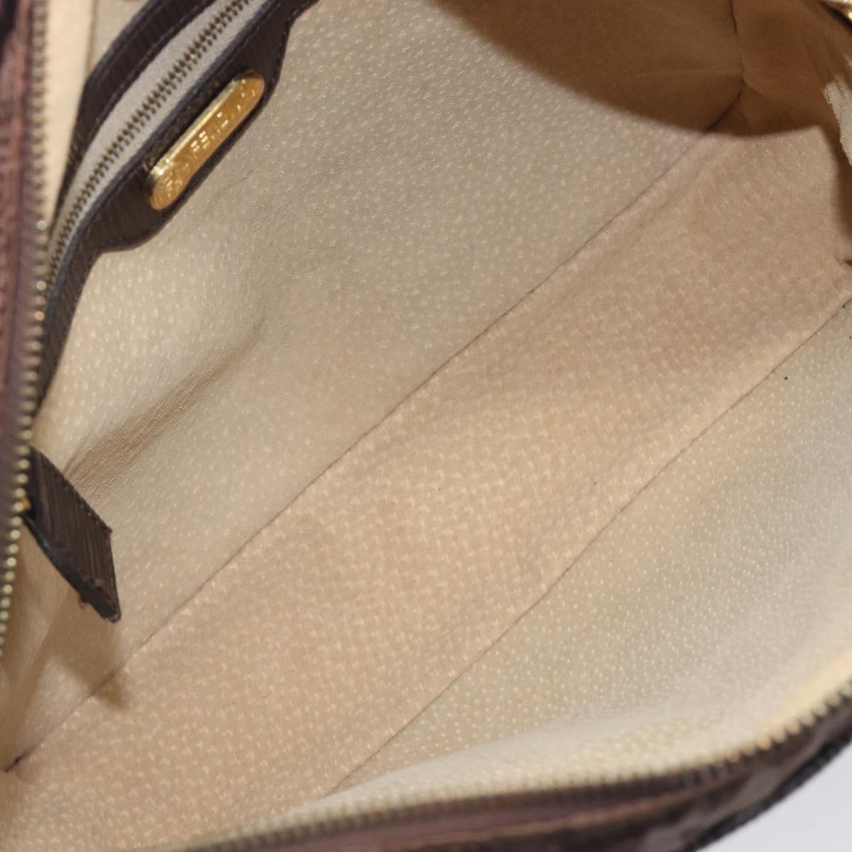 FENDI Zucca Canvas Hand Bag Nylon Brown Gold Auth 207824A