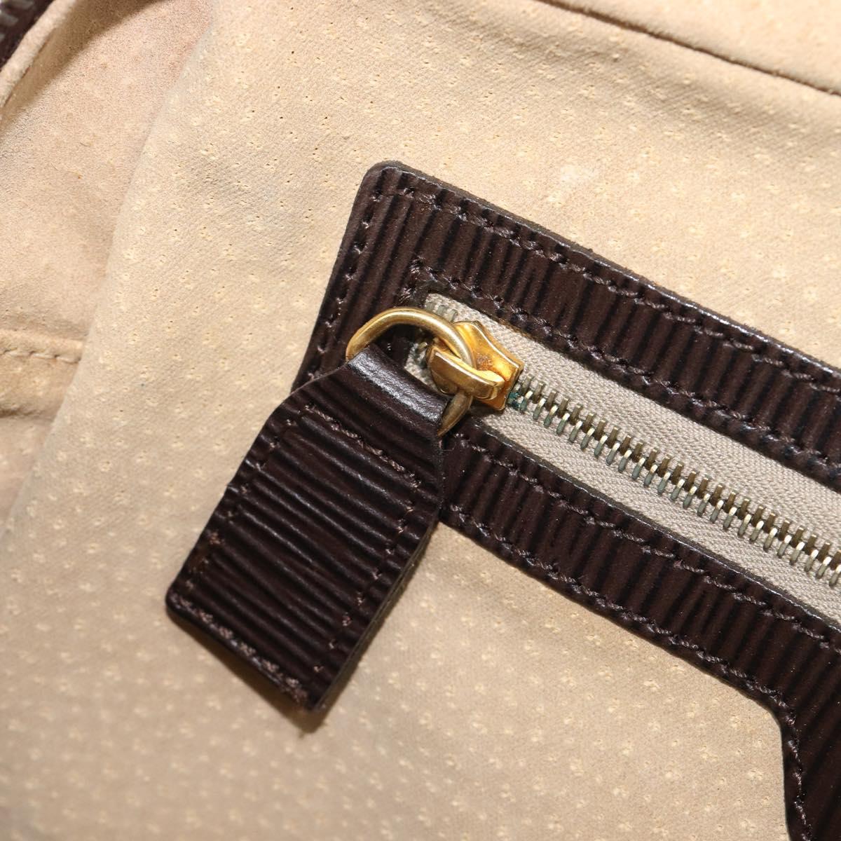 FENDI Zucca Canvas Hand Bag Nylon Brown Gold Auth 207824A
