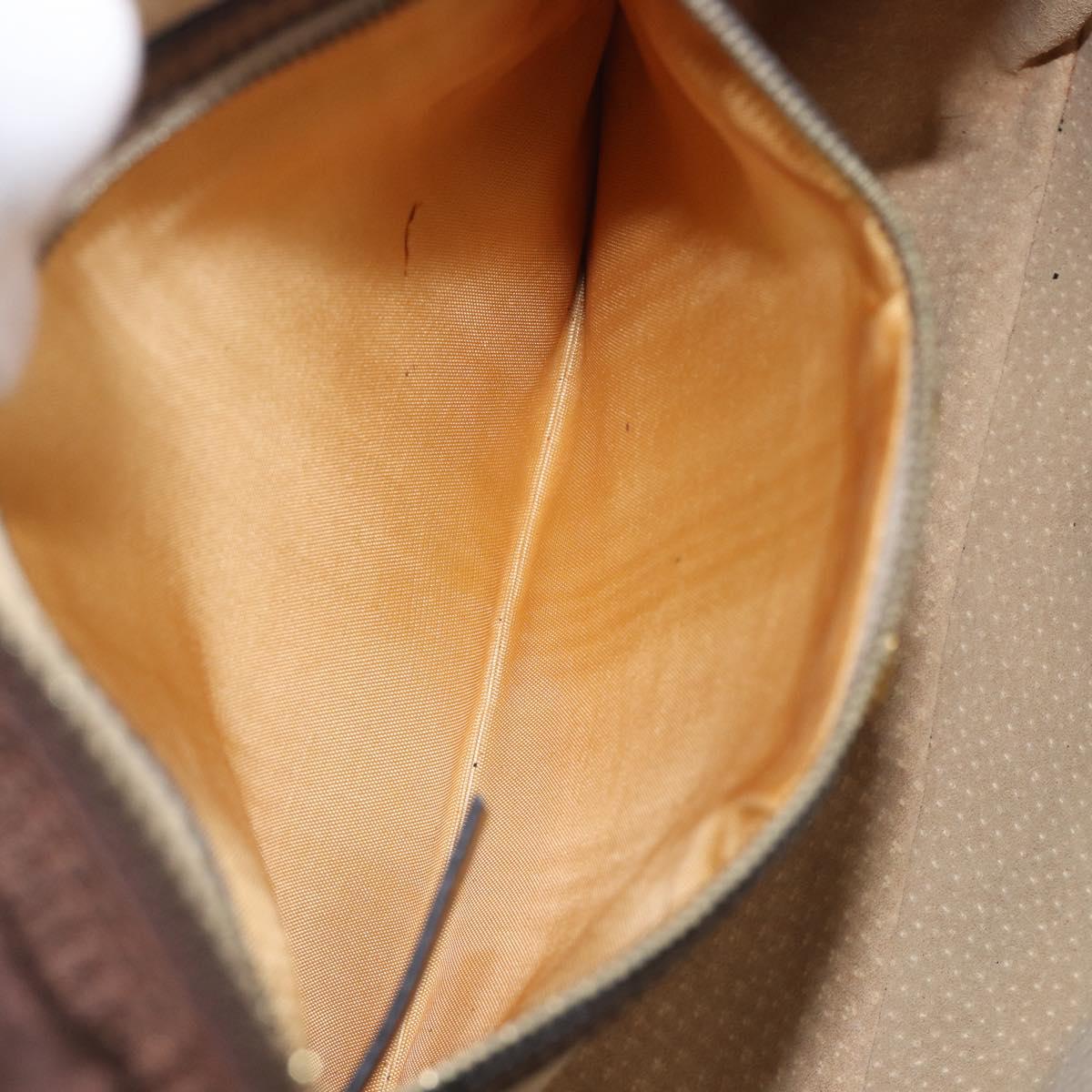 FENDI Zucca Canvas Hand Bag Nylon Brown Gold Auth 207824A