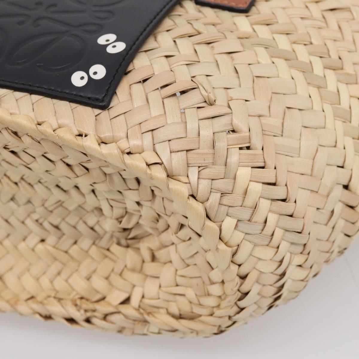 LOEWE Tote Bag Raffia Beige Black Auth 207825SM