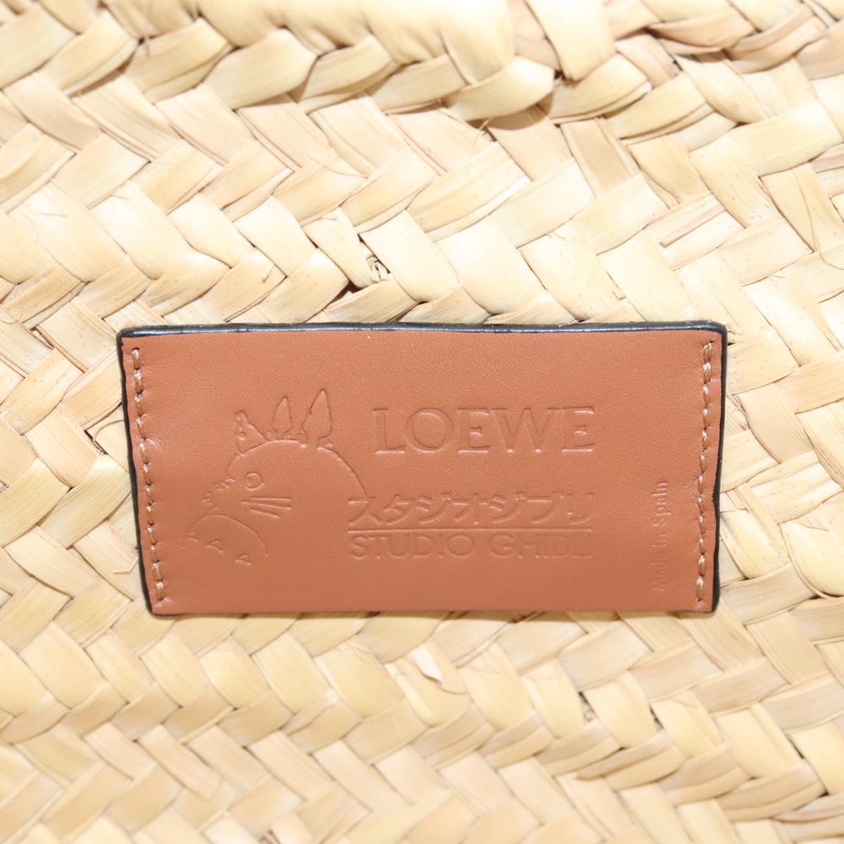 LOEWE Tote Bag Raffia Beige Black Auth 207825SM