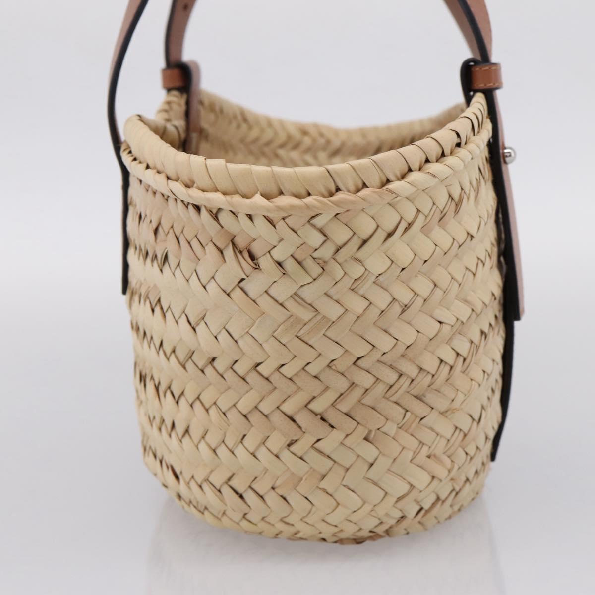 LOEWE Tote Bag Raffia Beige Black Auth 207825SM