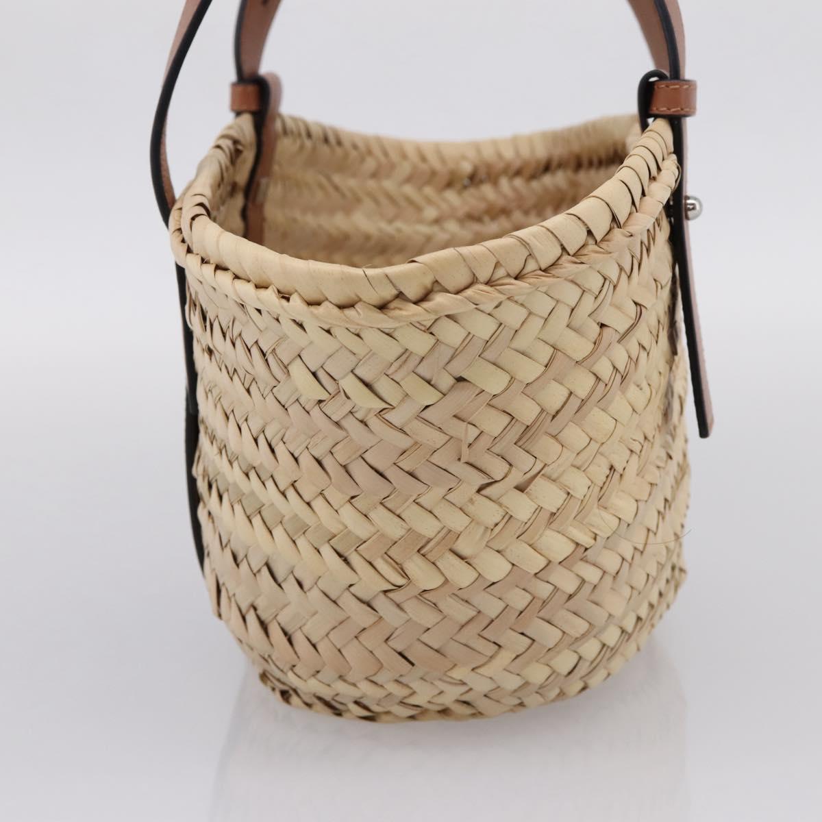 LOEWE Tote Bag Raffia Beige Black Auth 207825SM