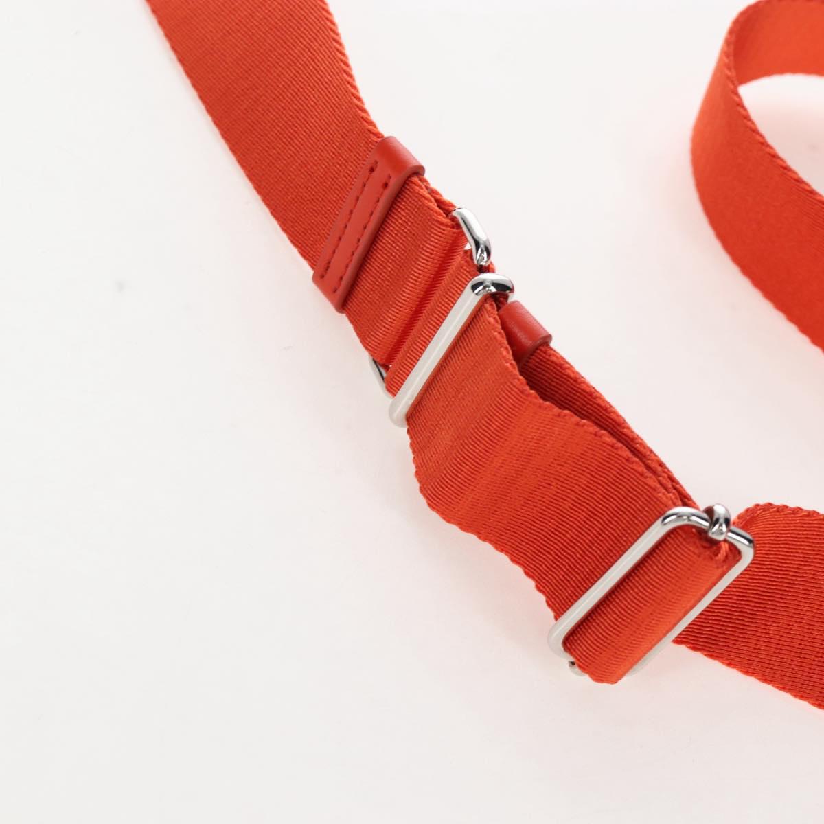 PRADA Shoulder Pouch Raffia 2way Orange Silver Auth 207829M