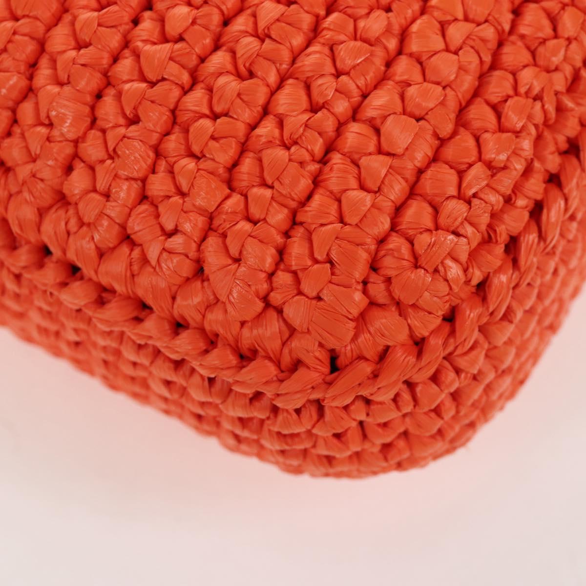 PRADA Shoulder Pouch Raffia 2way Orange Silver Auth 207829M