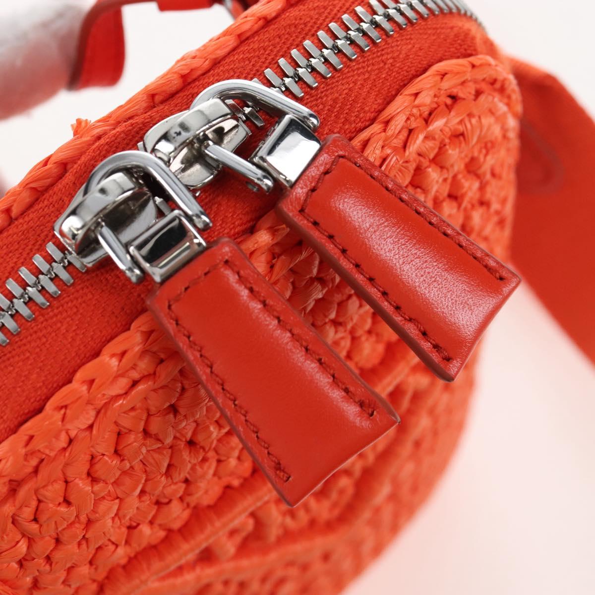 PRADA Shoulder Pouch Raffia 2way Orange Silver Auth 207829M