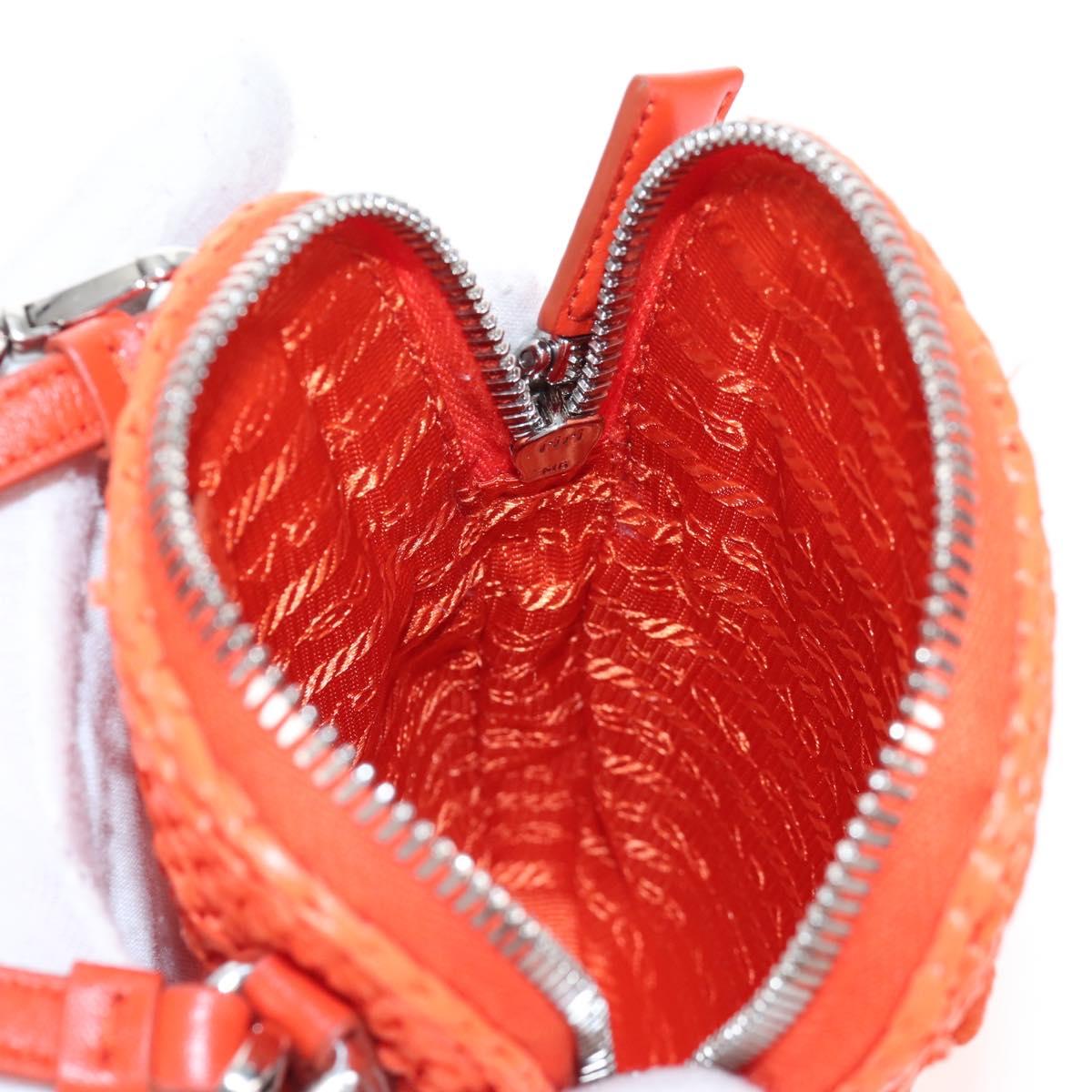 PRADA Shoulder Pouch Raffia 2way Orange Silver Auth 207829M