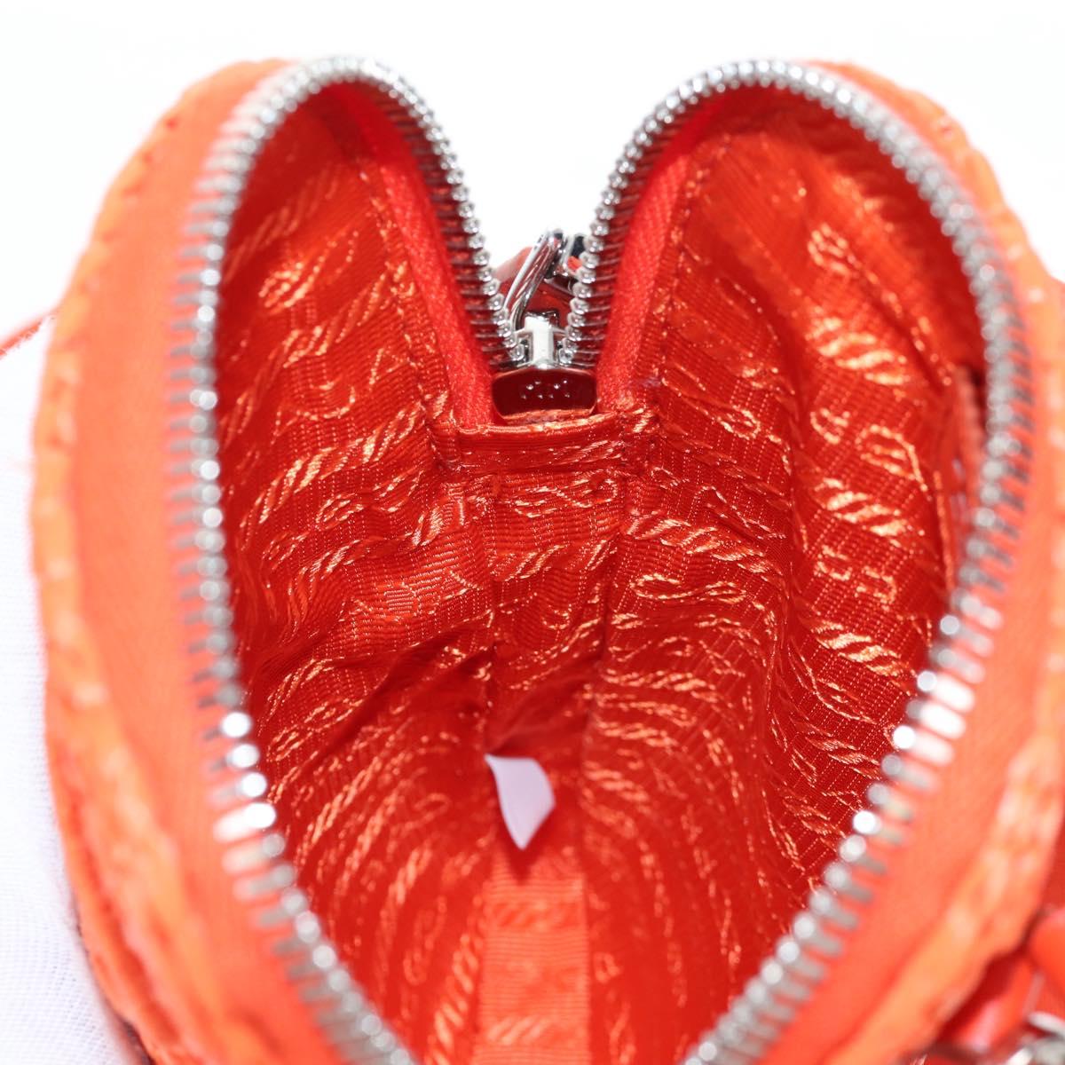 PRADA Shoulder Pouch Raffia 2way Orange Silver Auth 207829M