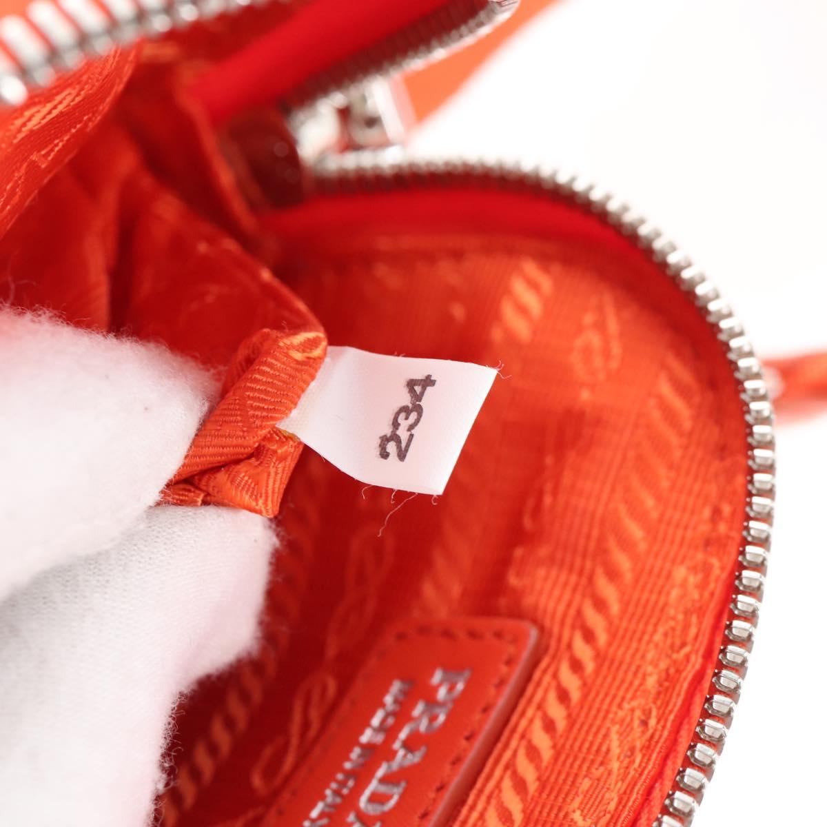 PRADA Shoulder Pouch Raffia 2way Orange Silver Auth 207829M