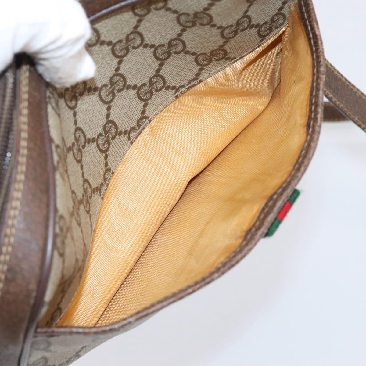 GUCCI GG Supreme Web Sherry Line Shoulder Bag PVC Beige 116 02 089 Auth 207832