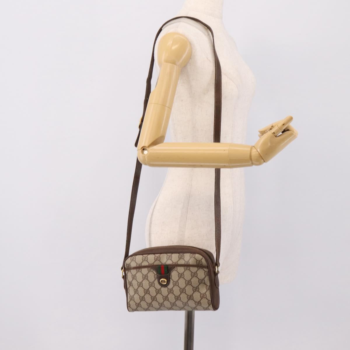 GUCCI GG Supreme Web Sherry Line Shoulder Bag PVC Beige 116 02 089 Auth 207832