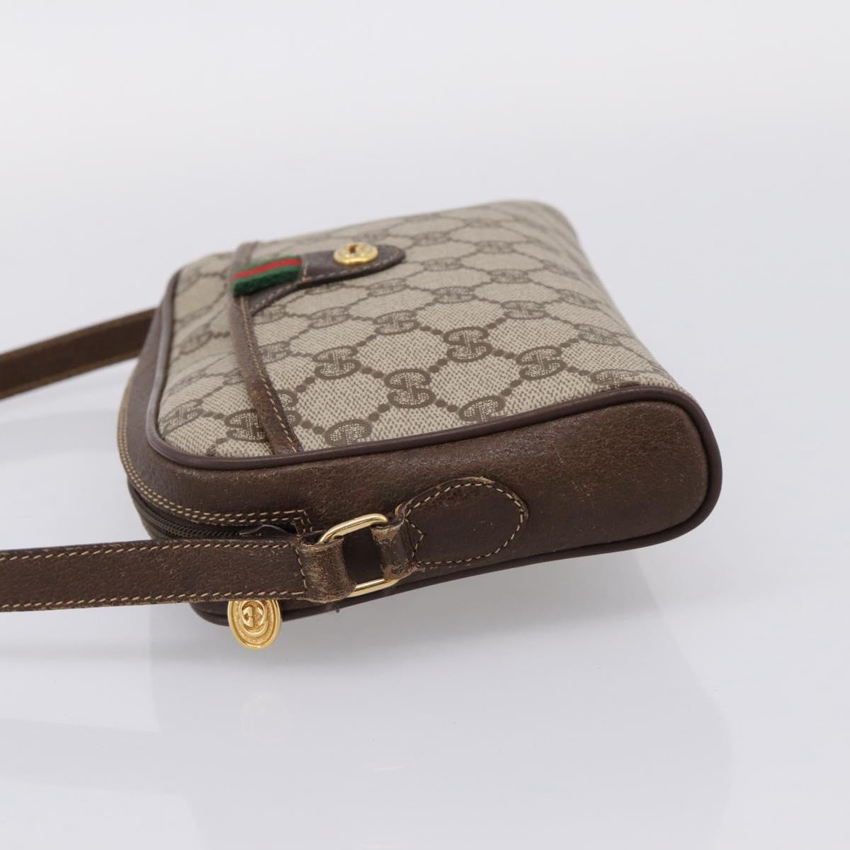GUCCI GG Supreme Web Sherry Line Shoulder Bag PVC Beige 116 02 089 Auth 207832