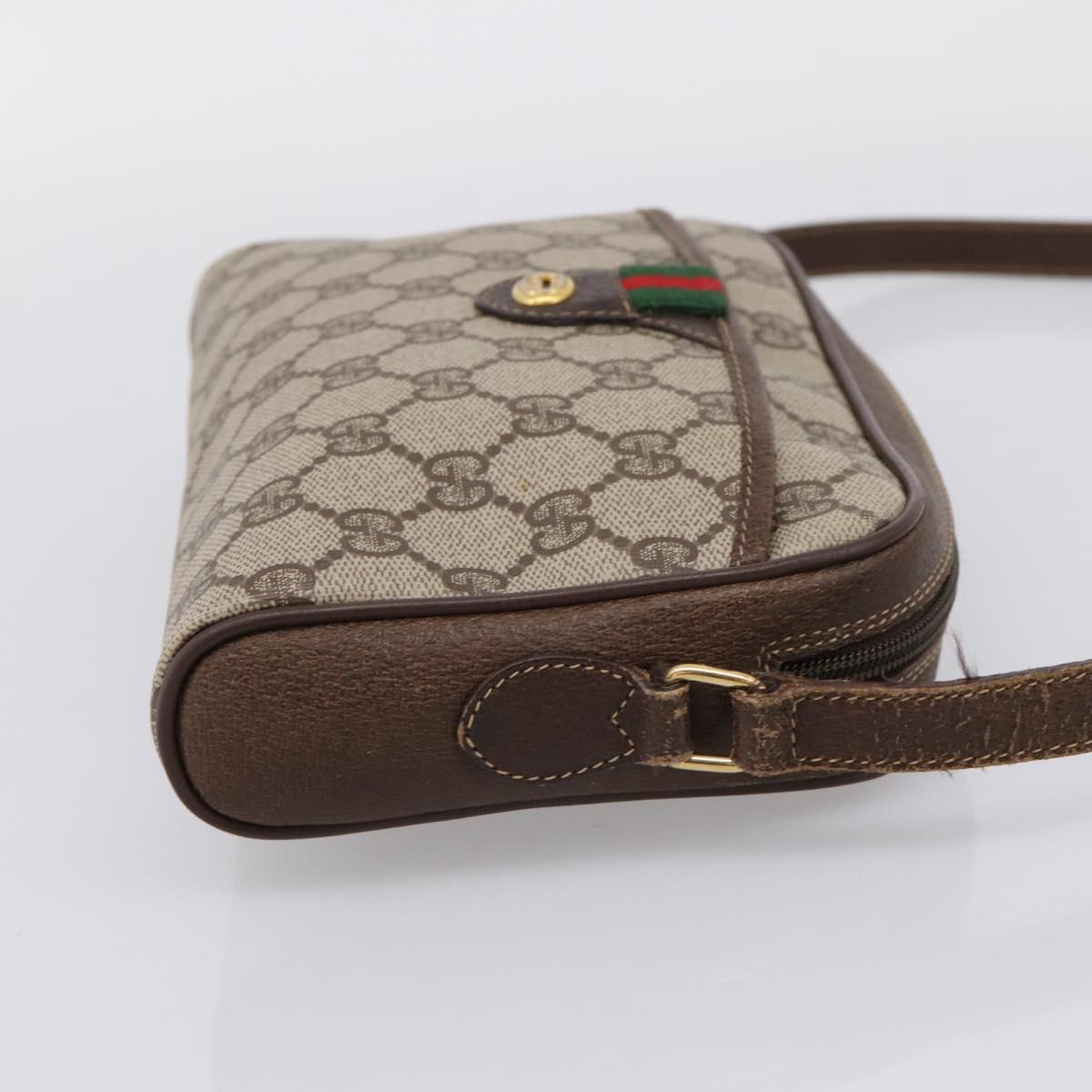 GUCCI GG Supreme Web Sherry Line Shoulder Bag PVC Beige 116 02 089 Auth 207832