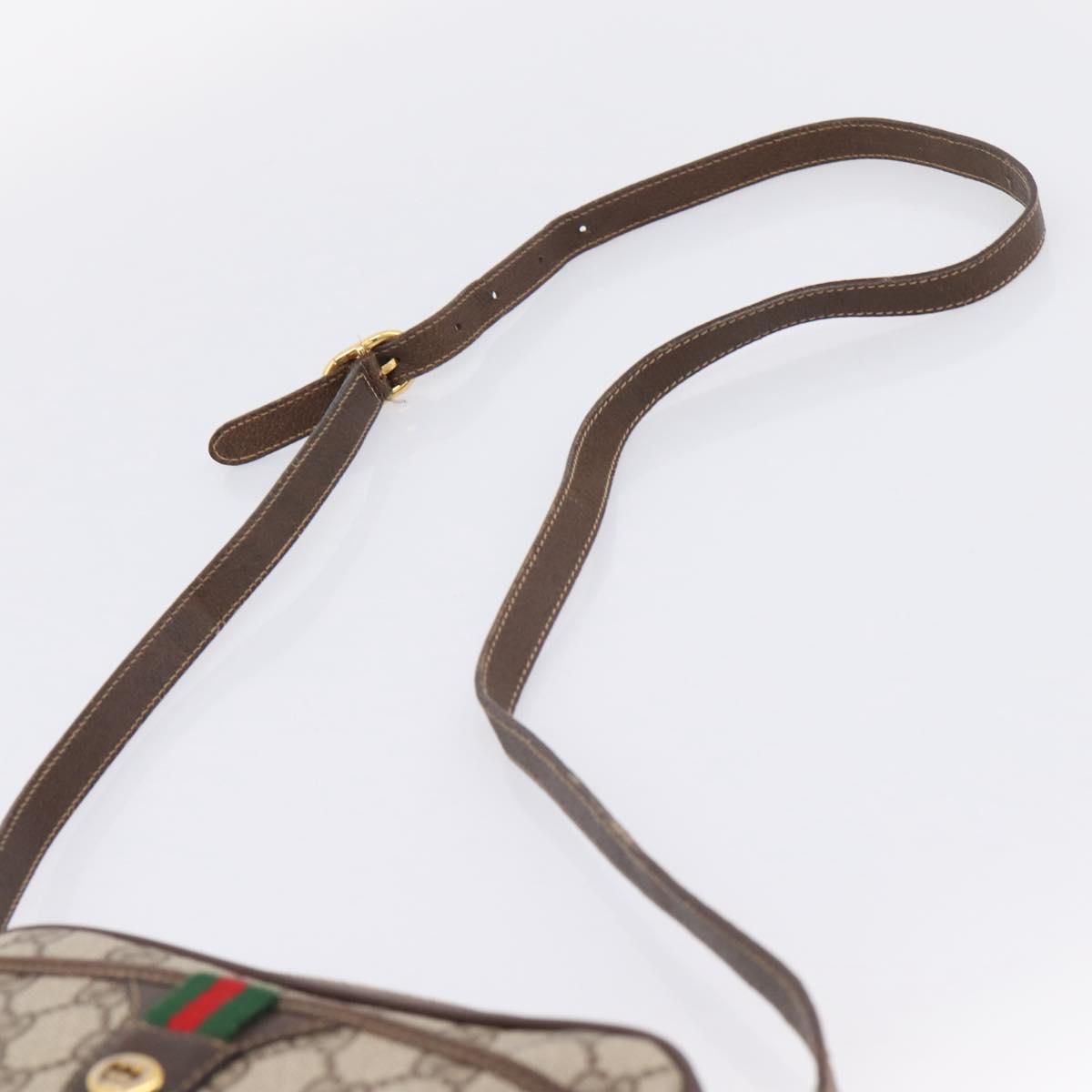 GUCCI GG Supreme Web Sherry Line Shoulder Bag PVC Beige 116 02 089 Auth 207832
