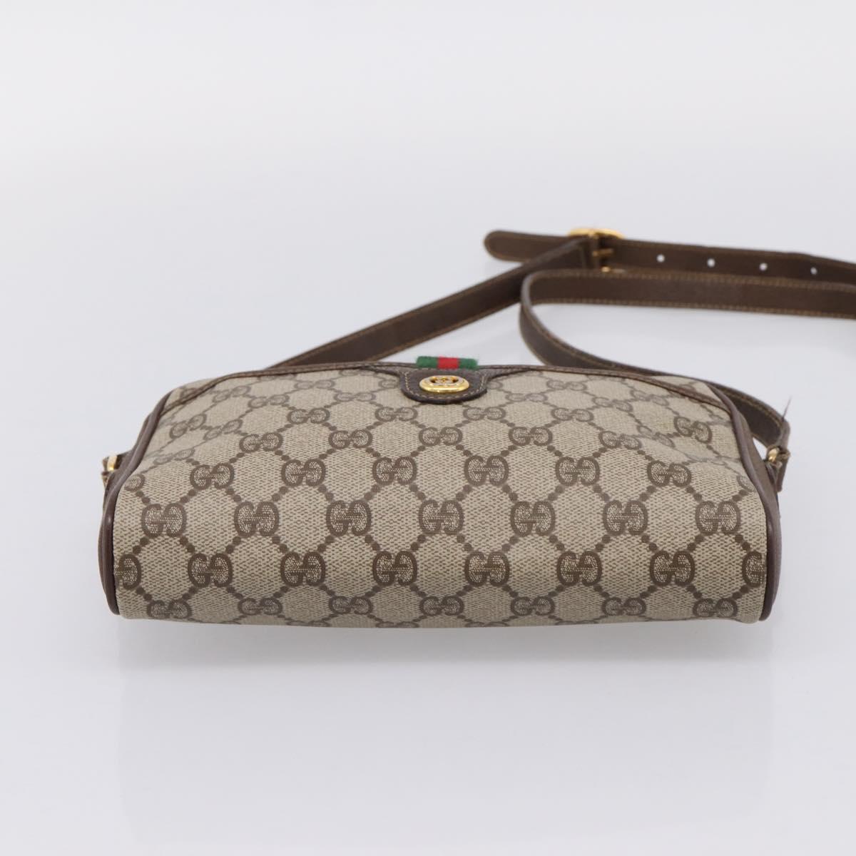 GUCCI GG Supreme Web Sherry Line Shoulder Bag PVC Beige 116 02 089 Auth 207832