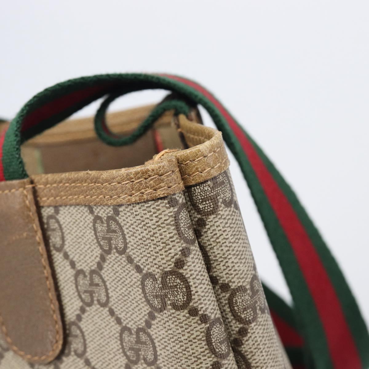 GUCCI GG Supreme Web Sherry Line Tote Bag PVC Beige Gold 40 02 003 Auth 207842A