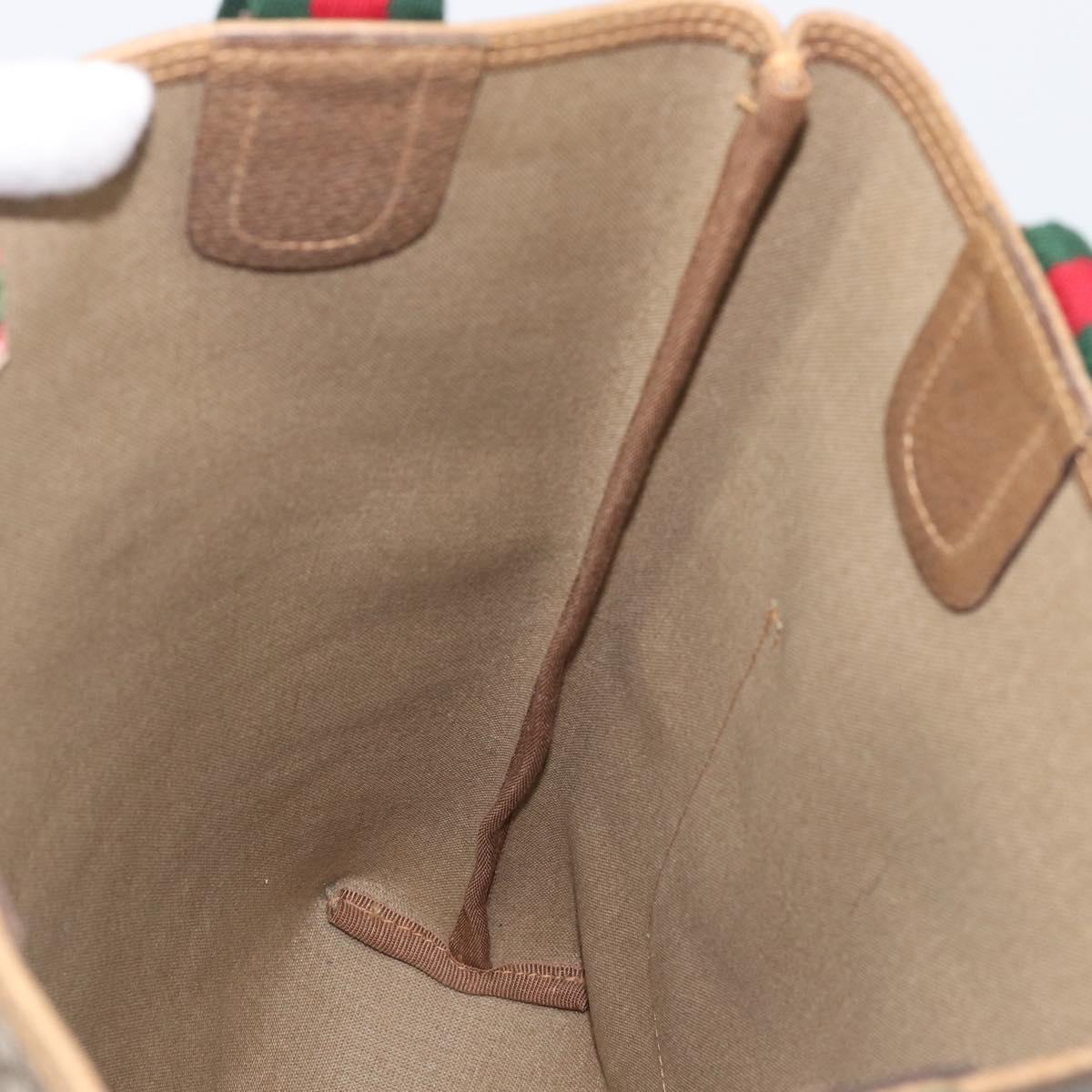 GUCCI GG Supreme Web Sherry Line Tote Bag PVC Beige Gold 40 02 003 Auth 207842A