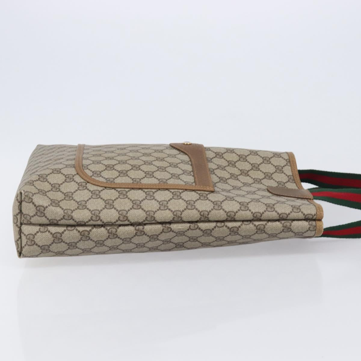 GUCCI GG Supreme Web Sherry Line Tote Bag PVC Beige Gold 40 02 003 Auth 207842A