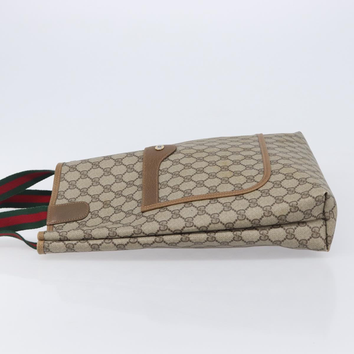 GUCCI GG Supreme Web Sherry Line Tote Bag PVC Beige Gold 40 02 003 Auth 207842A