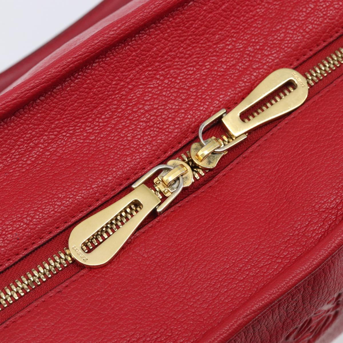 LOEWE Amazona 36 Hand Bag Leather Red Gold Auth 207843