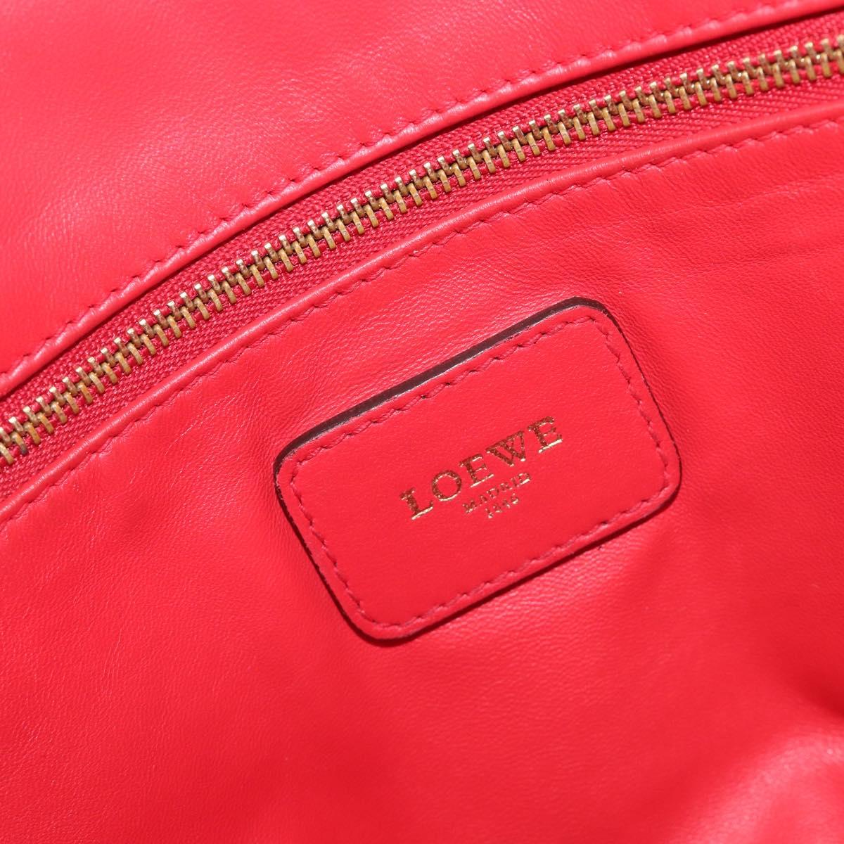 LOEWE Amazona 36 Hand Bag Leather Red Gold Auth 207843