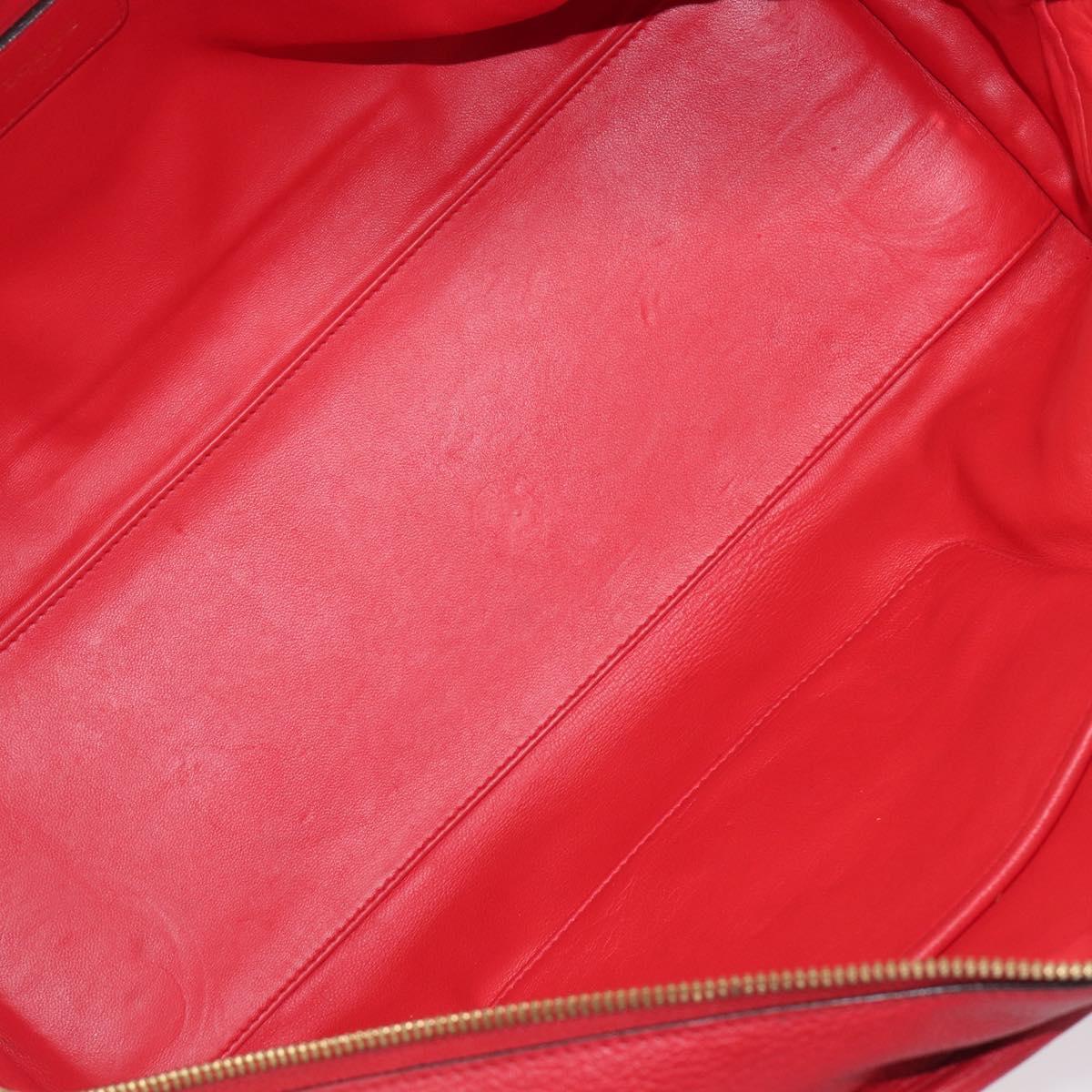 LOEWE Amazona 36 Hand Bag Leather Red Gold Auth 207843