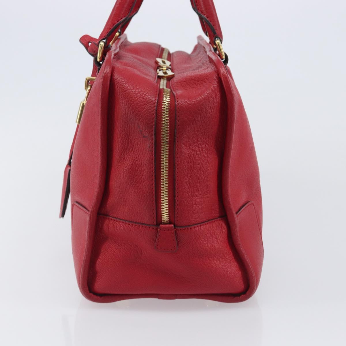 LOEWE Amazona 36 Hand Bag Leather Red Gold Auth 207843
