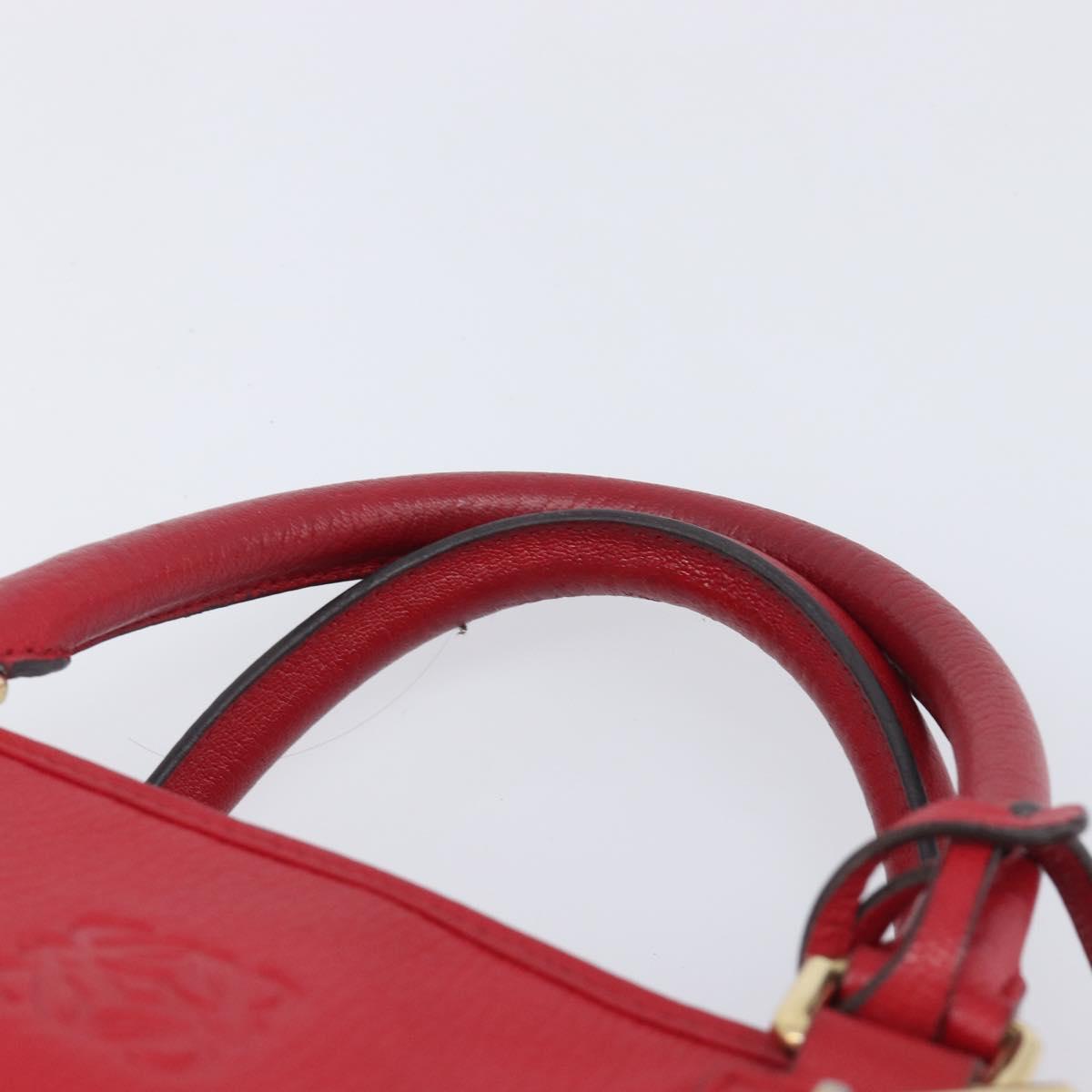 LOEWE Amazona 36 Hand Bag Leather Red Gold Auth 207843
