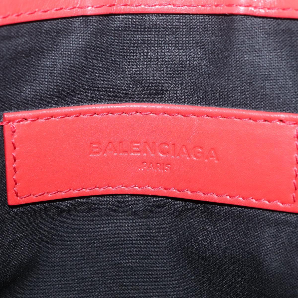 Balenciaga Navy Clip M Clutch Bag Canvas Beige Silver 373834 Auth 207852A