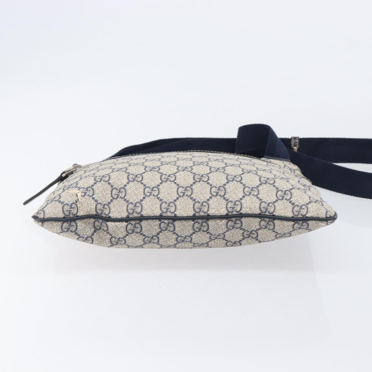 GUCCI GG Supreme Shoulder Bag PVC Navy Silver 295257 Auth 207858