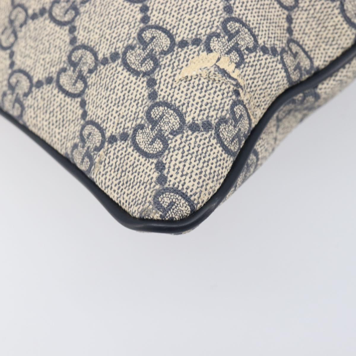 GUCCI GG Supreme Shoulder Bag PVC Navy Silver 295257 Auth 207858