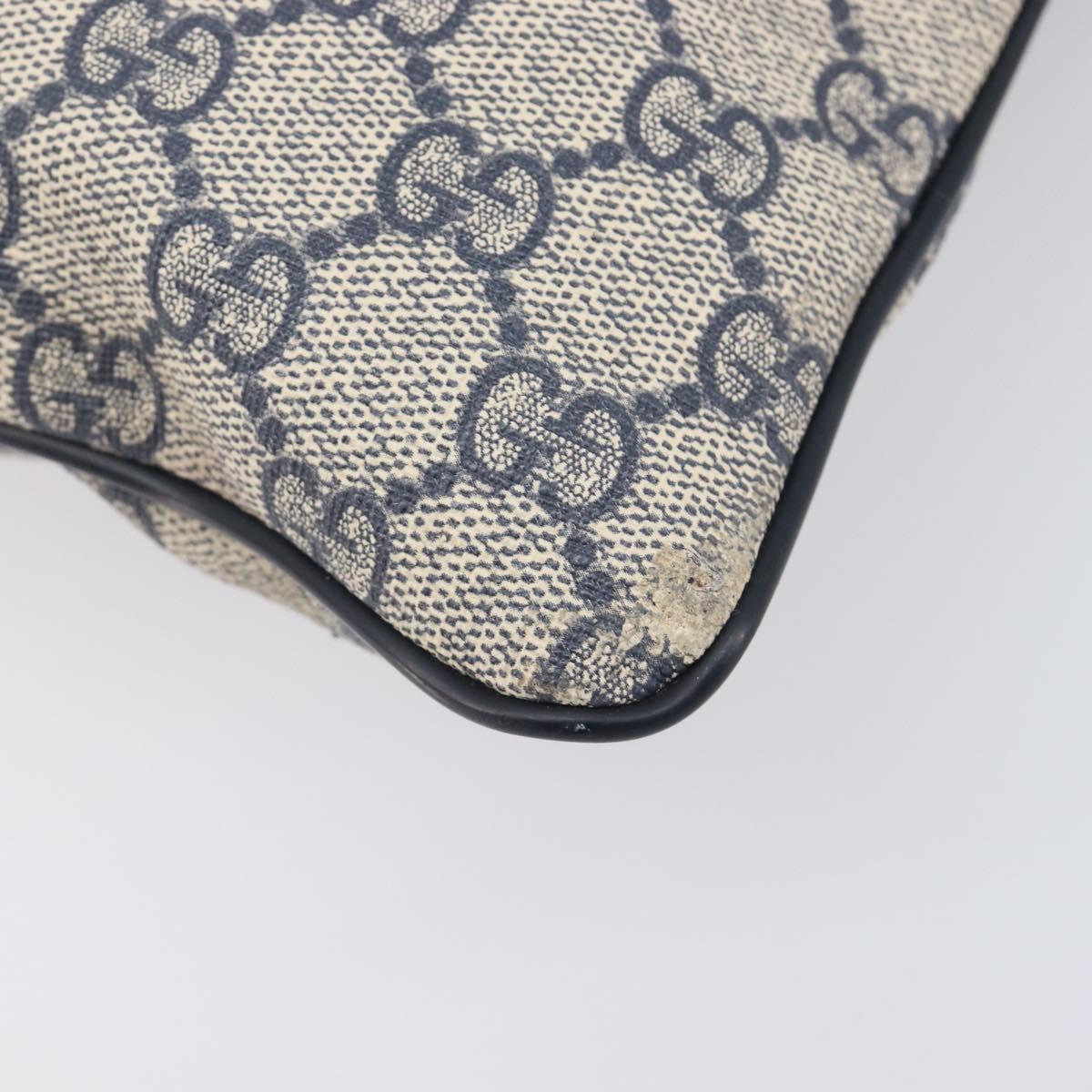 GUCCI GG Supreme Shoulder Bag PVC Navy Silver 295257 Auth 207858