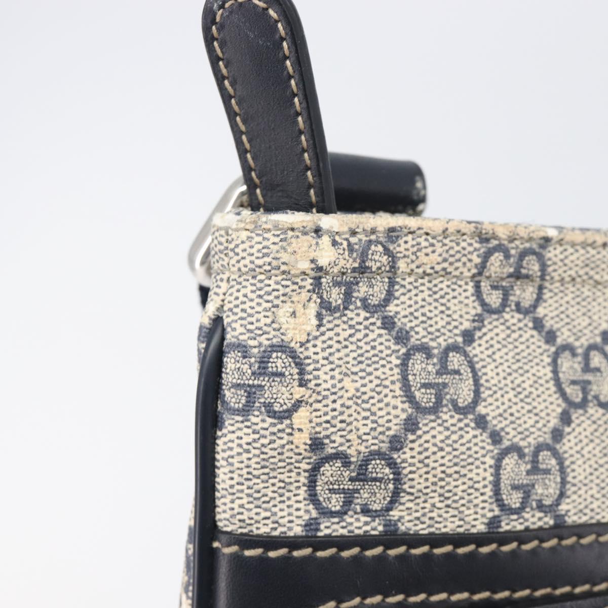 GUCCI GG Supreme Shoulder Bag PVC Navy Silver 295257 Auth 207858