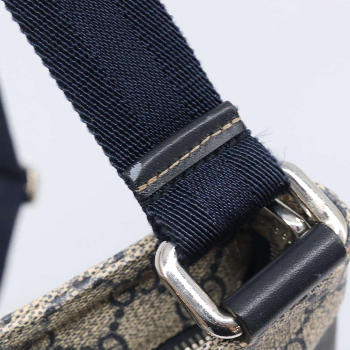 GUCCI GG Supreme Shoulder Bag PVC Navy Silver 295257 Auth 207858