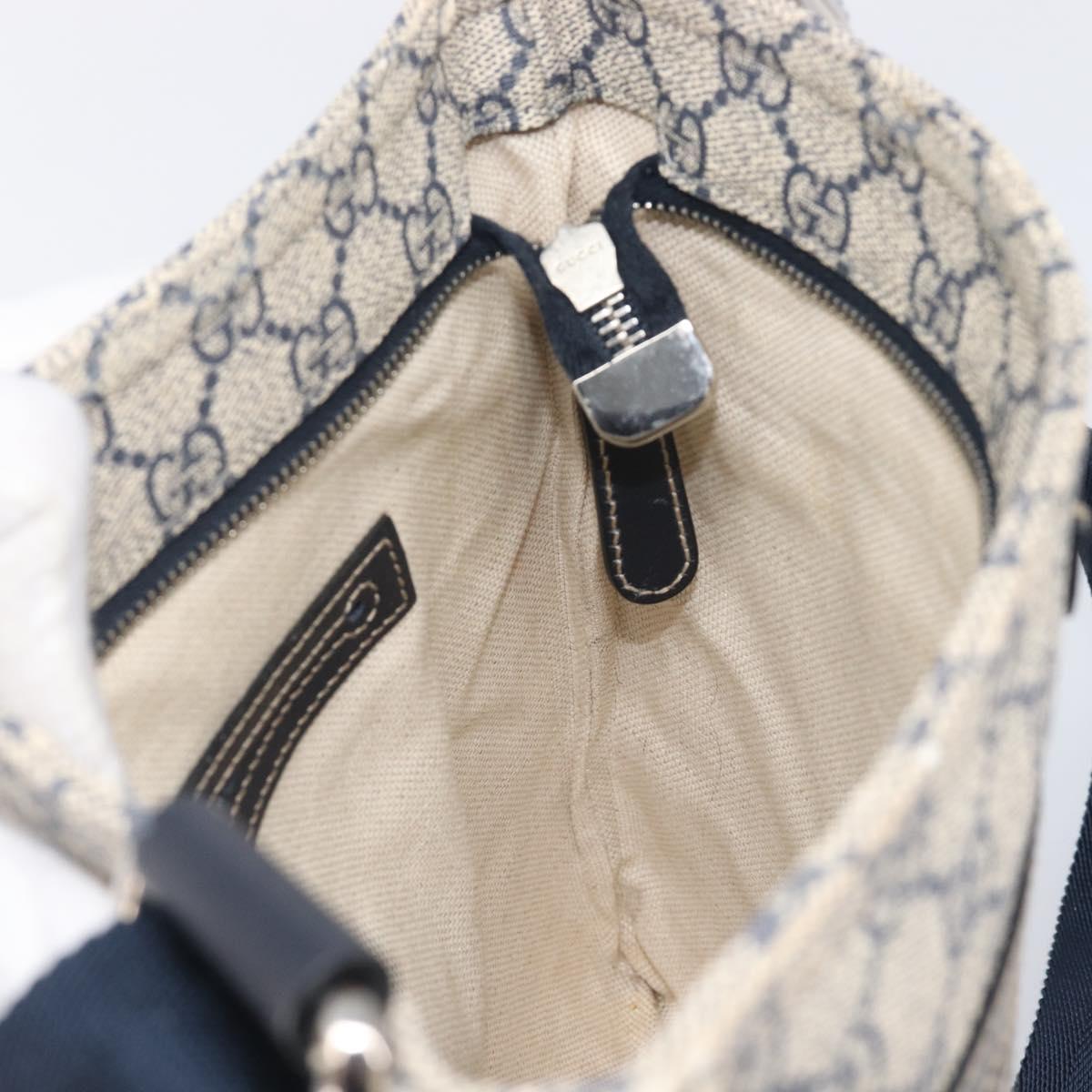 GUCCI GG Supreme Shoulder Bag PVC Navy Silver 295257 Auth 207858