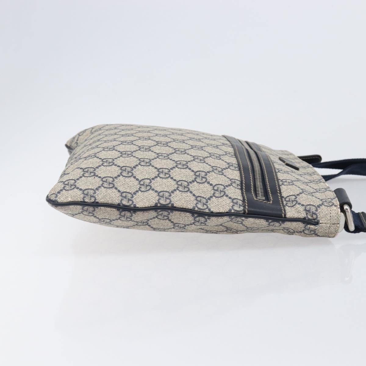 GUCCI GG Supreme Shoulder Bag PVC Navy Silver 295257 Auth 207858