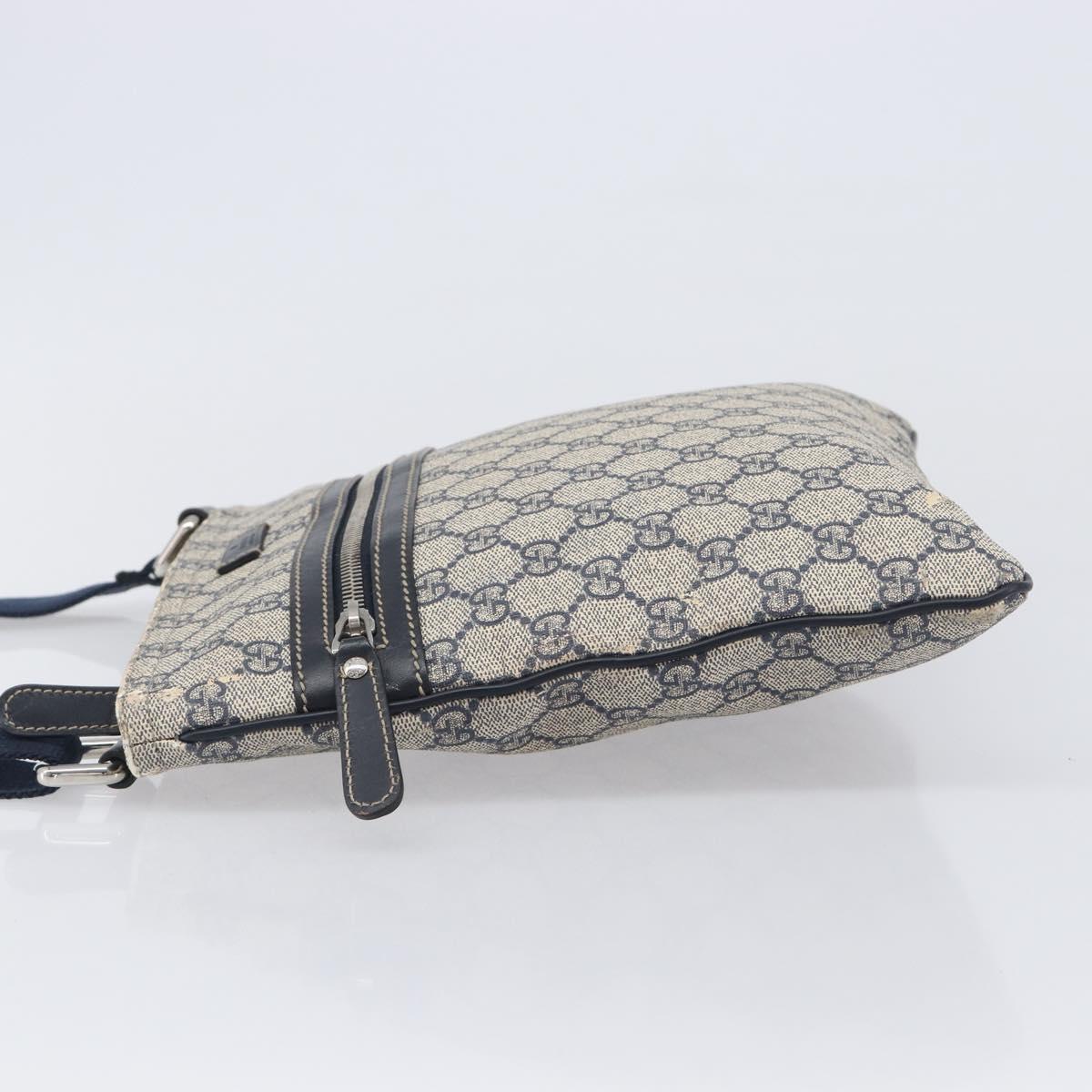 GUCCI GG Supreme Shoulder Bag PVC Navy Silver 295257 Auth 207858
