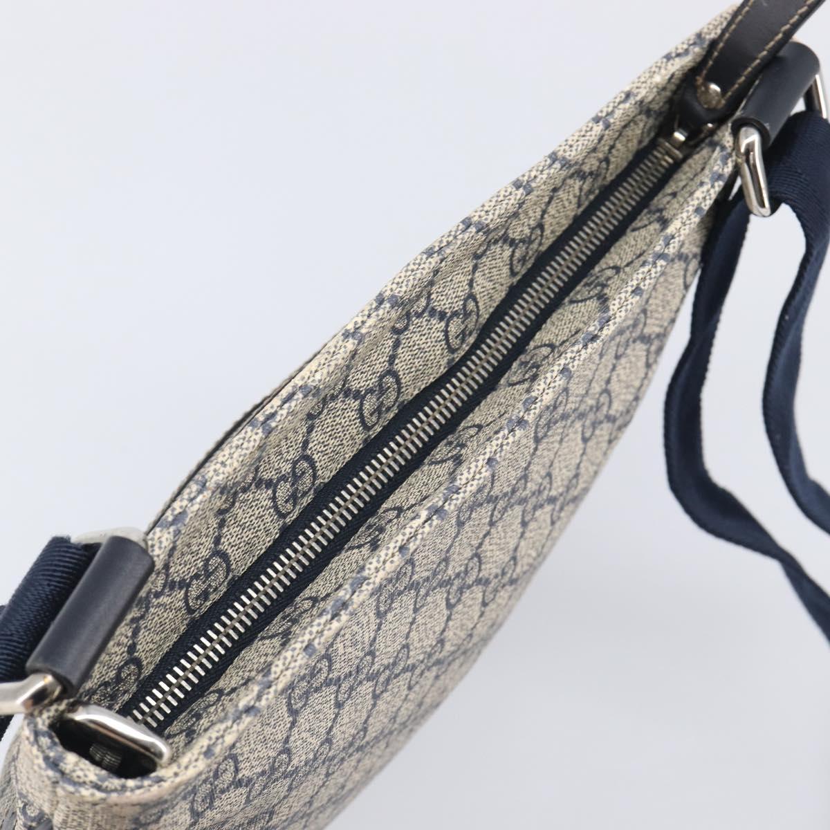 GUCCI GG Supreme Shoulder Bag PVC Navy Silver 295257 Auth 207858