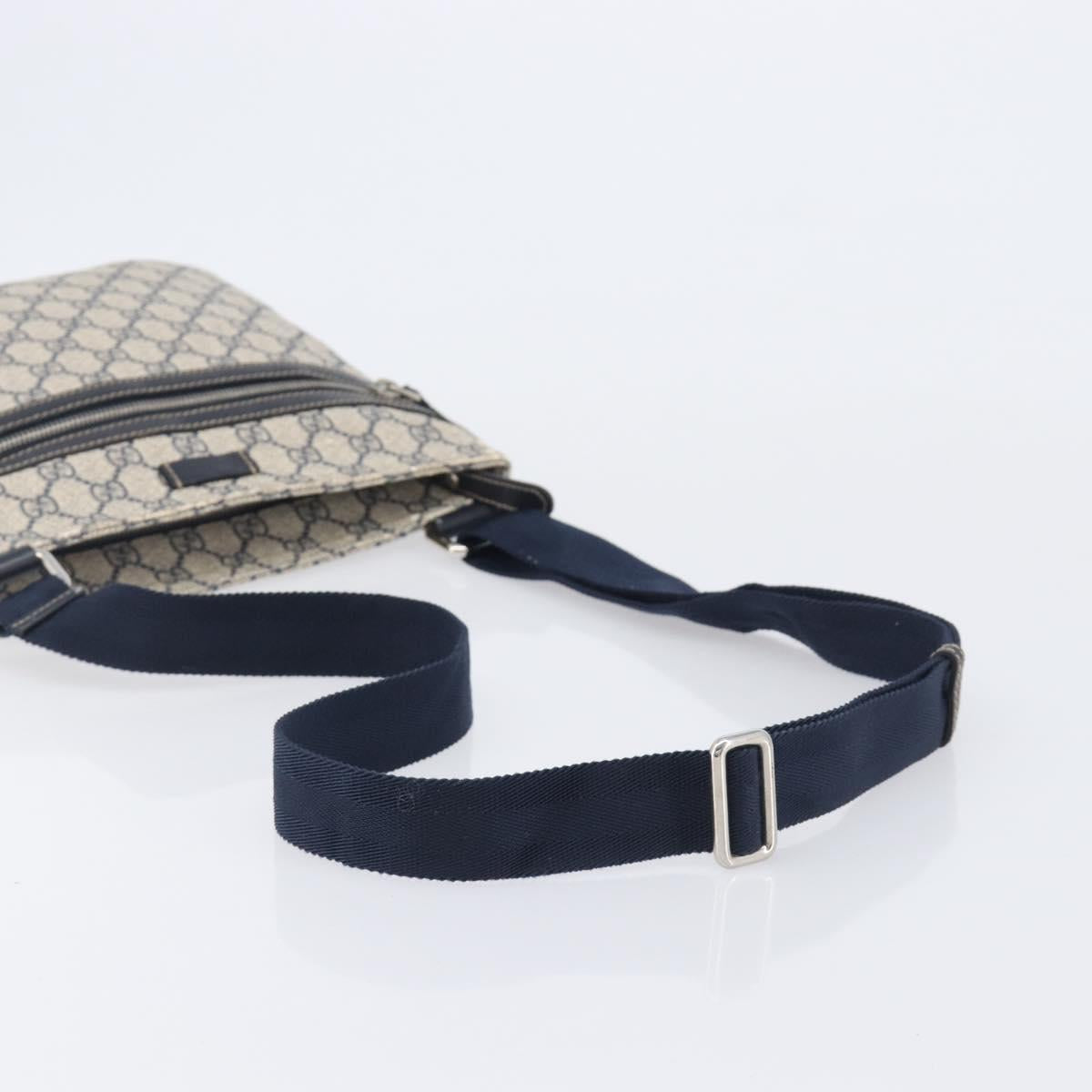 GUCCI GG Supreme Shoulder Bag PVC Navy Silver 295257 Auth 207858
