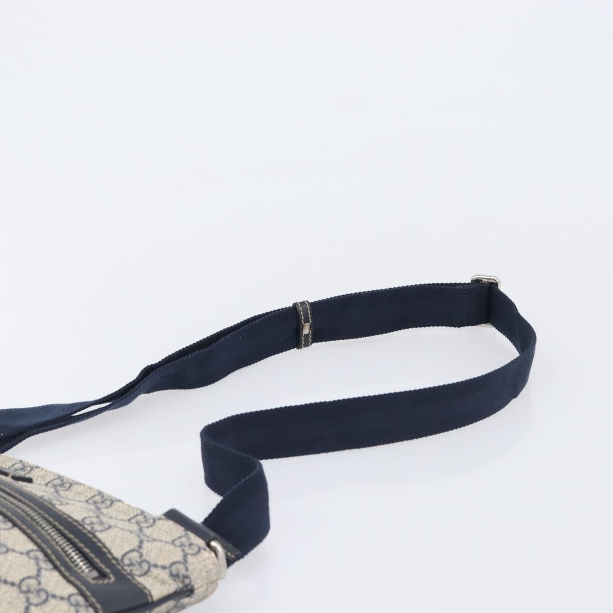 GUCCI GG Supreme Shoulder Bag PVC Navy Silver 295257 Auth 207858