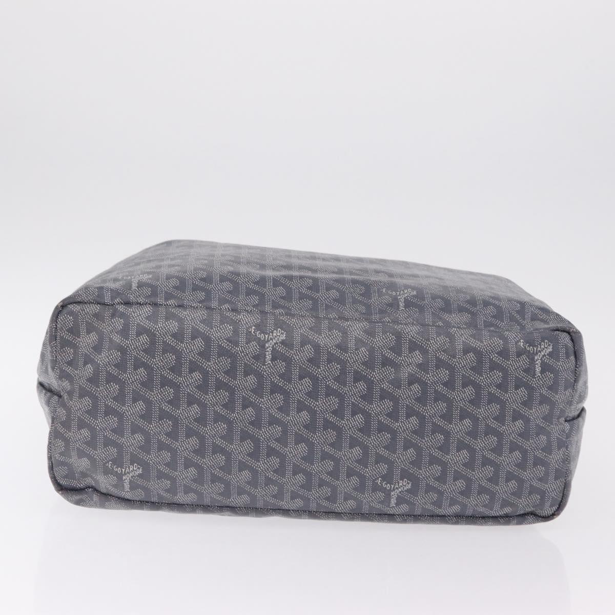 Goyard Herringbone Saint Louis PM Tote Bag PVC Gray Silver Auth 207860V