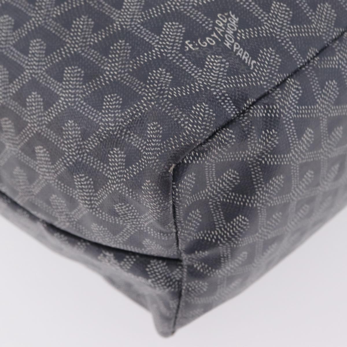 Goyard Herringbone Saint Louis PM Tote Bag PVC Gray Silver Auth 207860V
