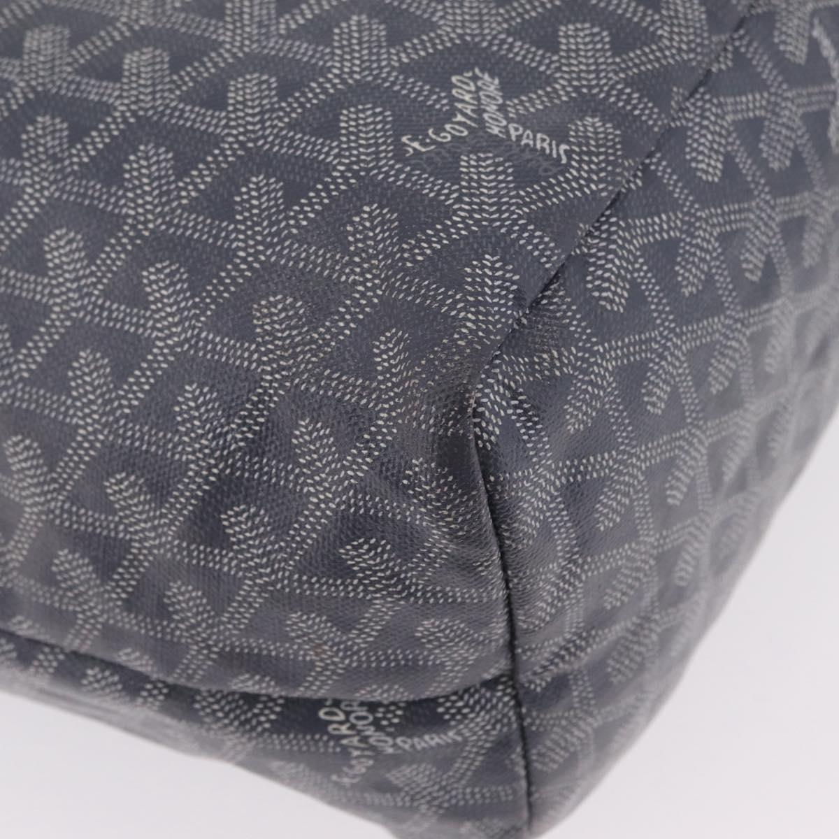 Goyard Herringbone Saint Louis PM Tote Bag PVC Gray Silver Auth 207860V