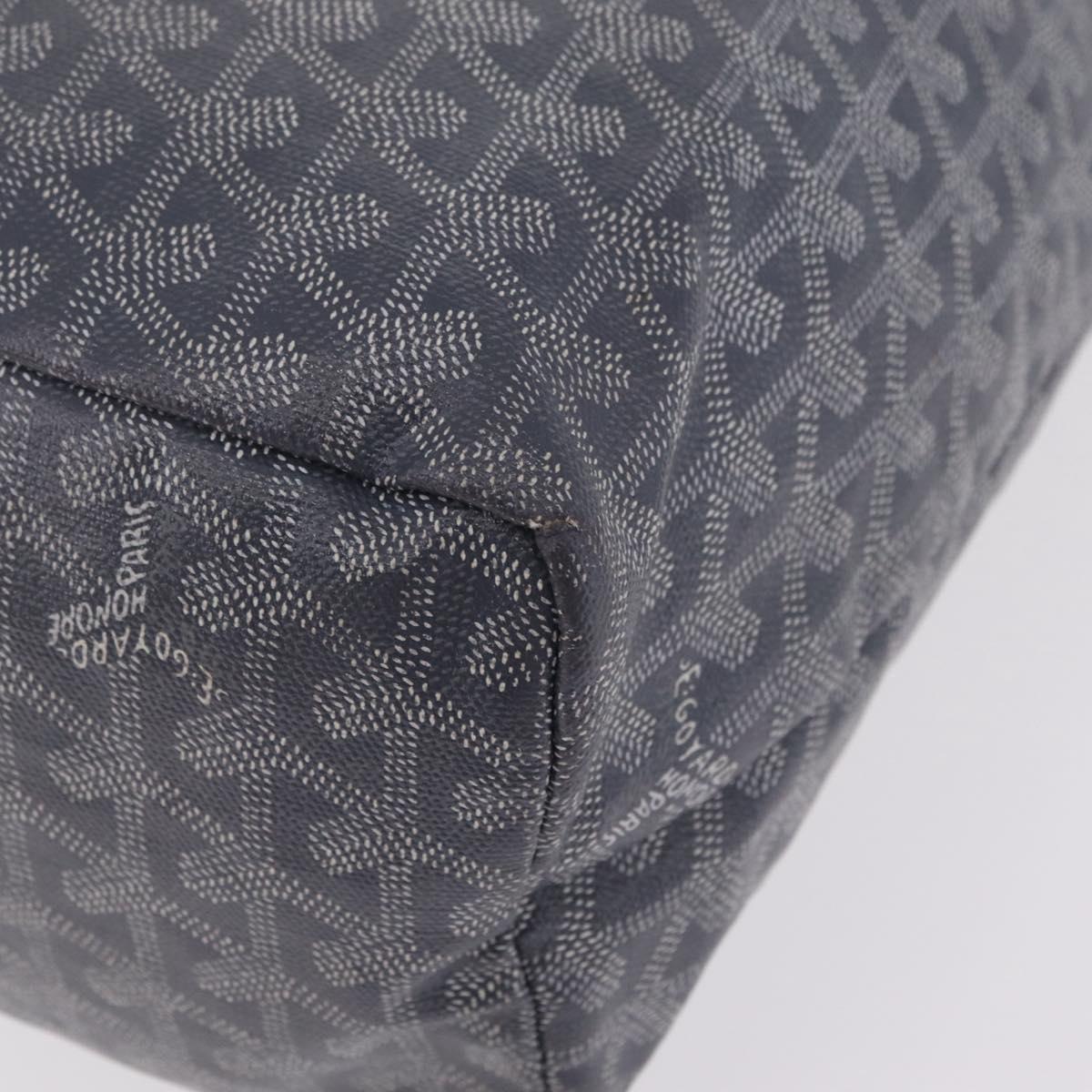 Goyard Herringbone Saint Louis PM Tote Bag PVC Gray Silver Auth 207860V
