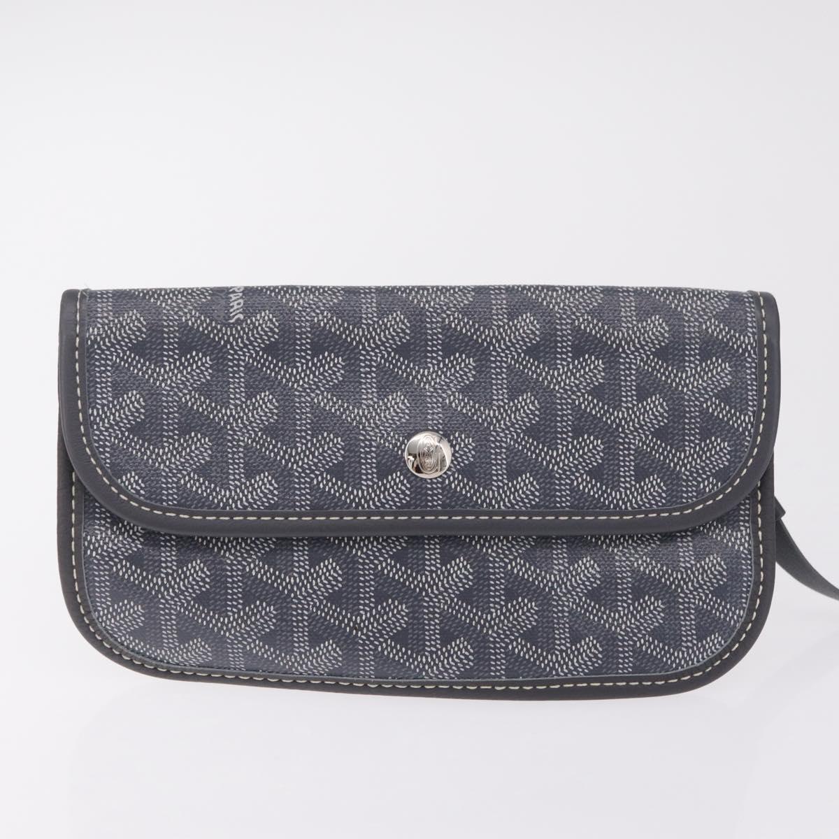 Goyard Herringbone Saint Louis PM Tote Bag PVC Gray Silver Auth 207860V