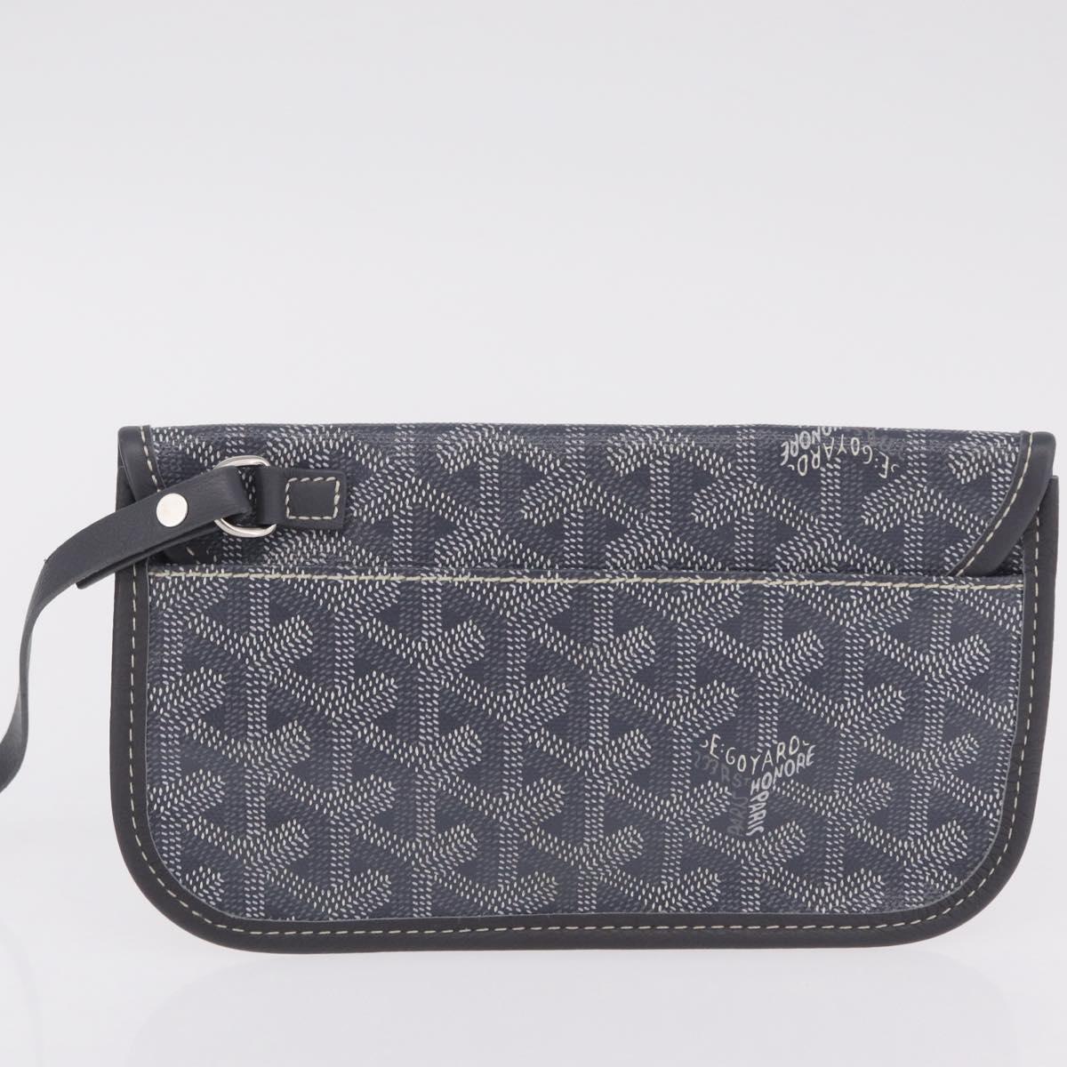 Goyard Herringbone Saint Louis PM Tote Bag PVC Gray Silver Auth 207860V