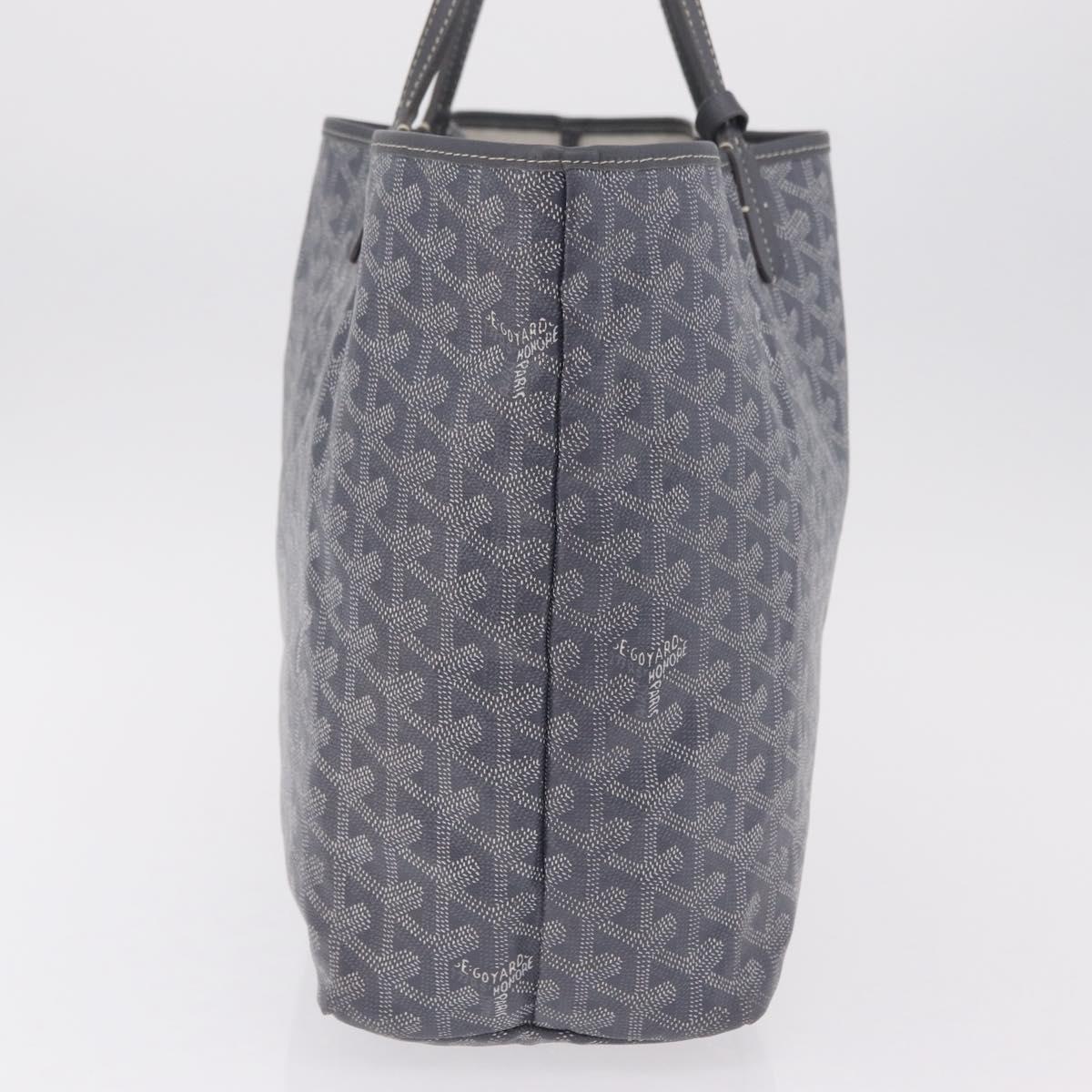Goyard Herringbone Saint Louis PM Tote Bag PVC Gray Silver Auth 207860V